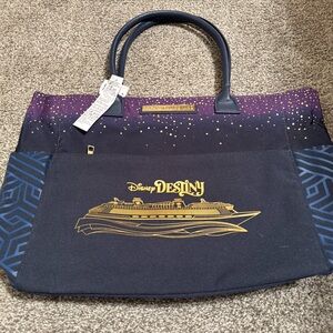 Disney Destiny Navy and Gold Tote Bag NWT Rare